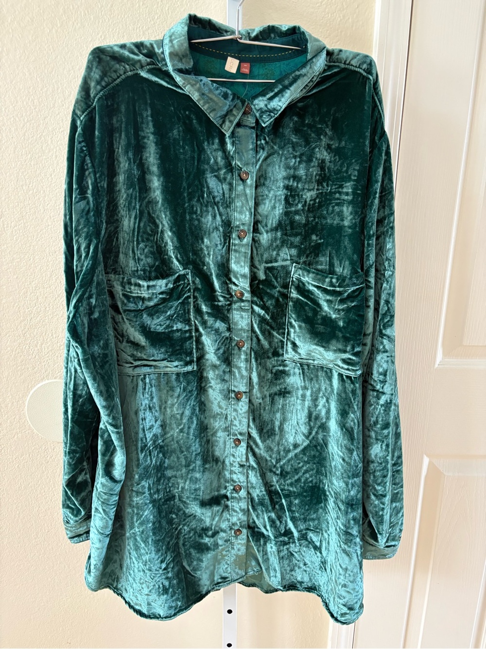 NWT - Pilcro Relaxed Velvet Buttondown Shirt in Hadley Green - Size 3X - Picture 6 of 9